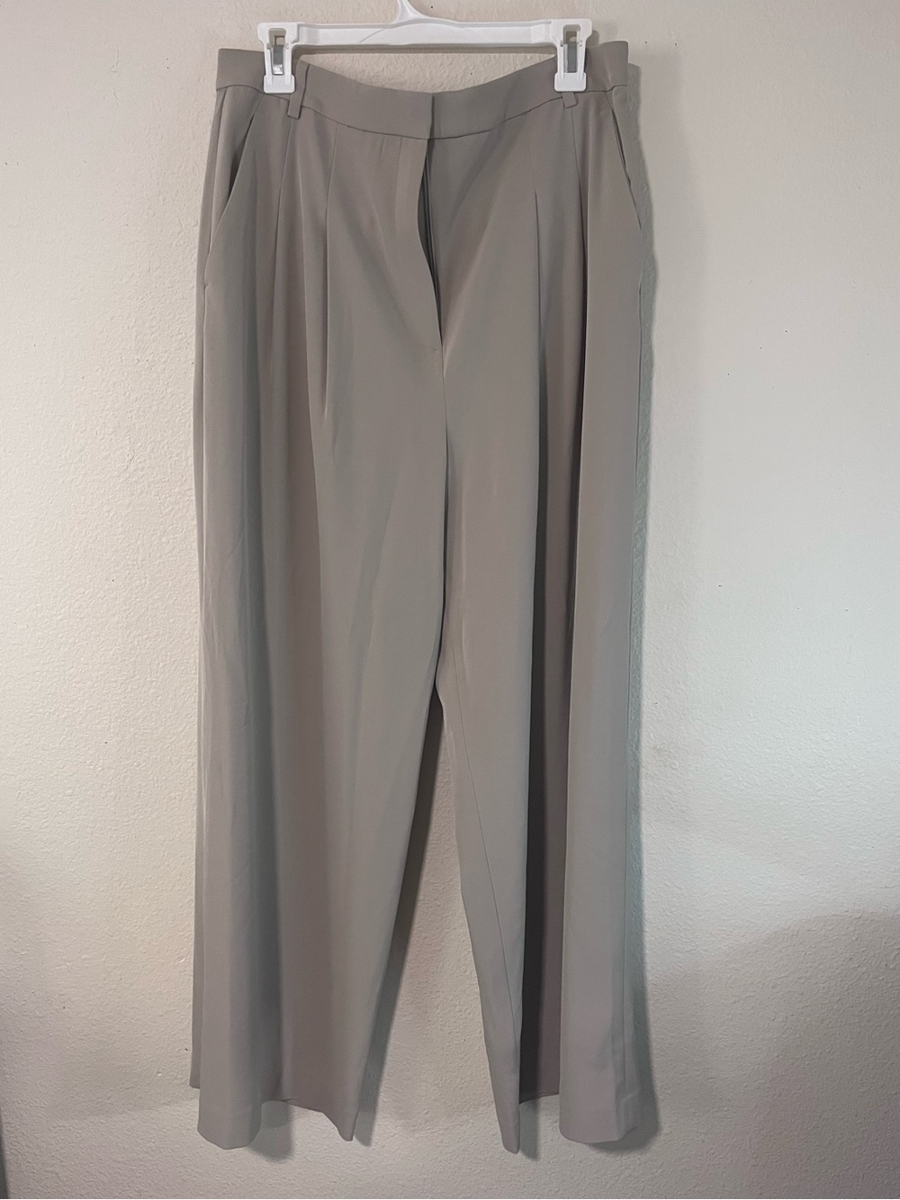 H&M Wide-Leg Trousers in Taupe
